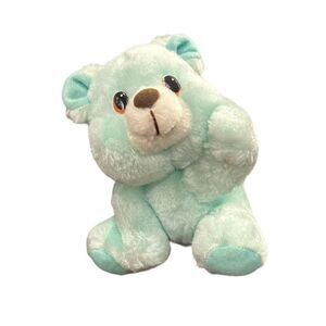 Vtg Russ Berrie Happy Birthday Flag Pink Bear Plush Pastel Green Mint Happy 7764